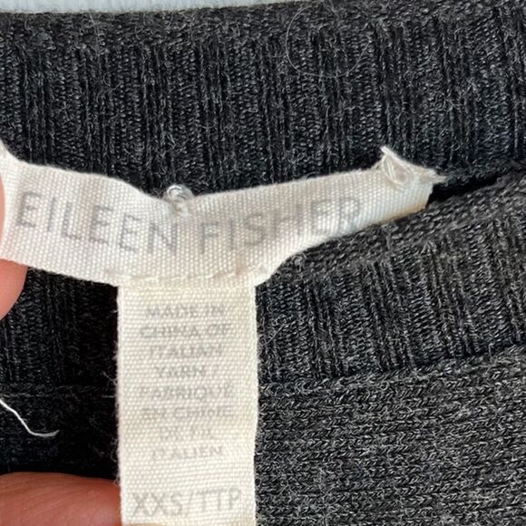 New Eileen Fisher, gray scoop neck, long sleeve sweater - Picture 3 of 4